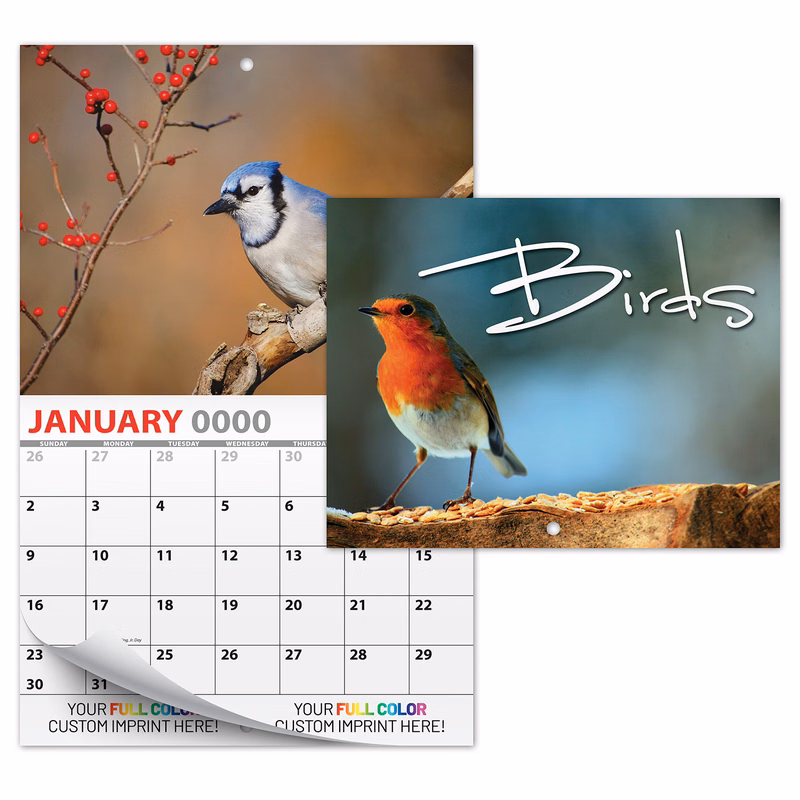13 Month Custom Appointment Wall Calendar (High Gloss UV-Coated Cover)- BIRDS