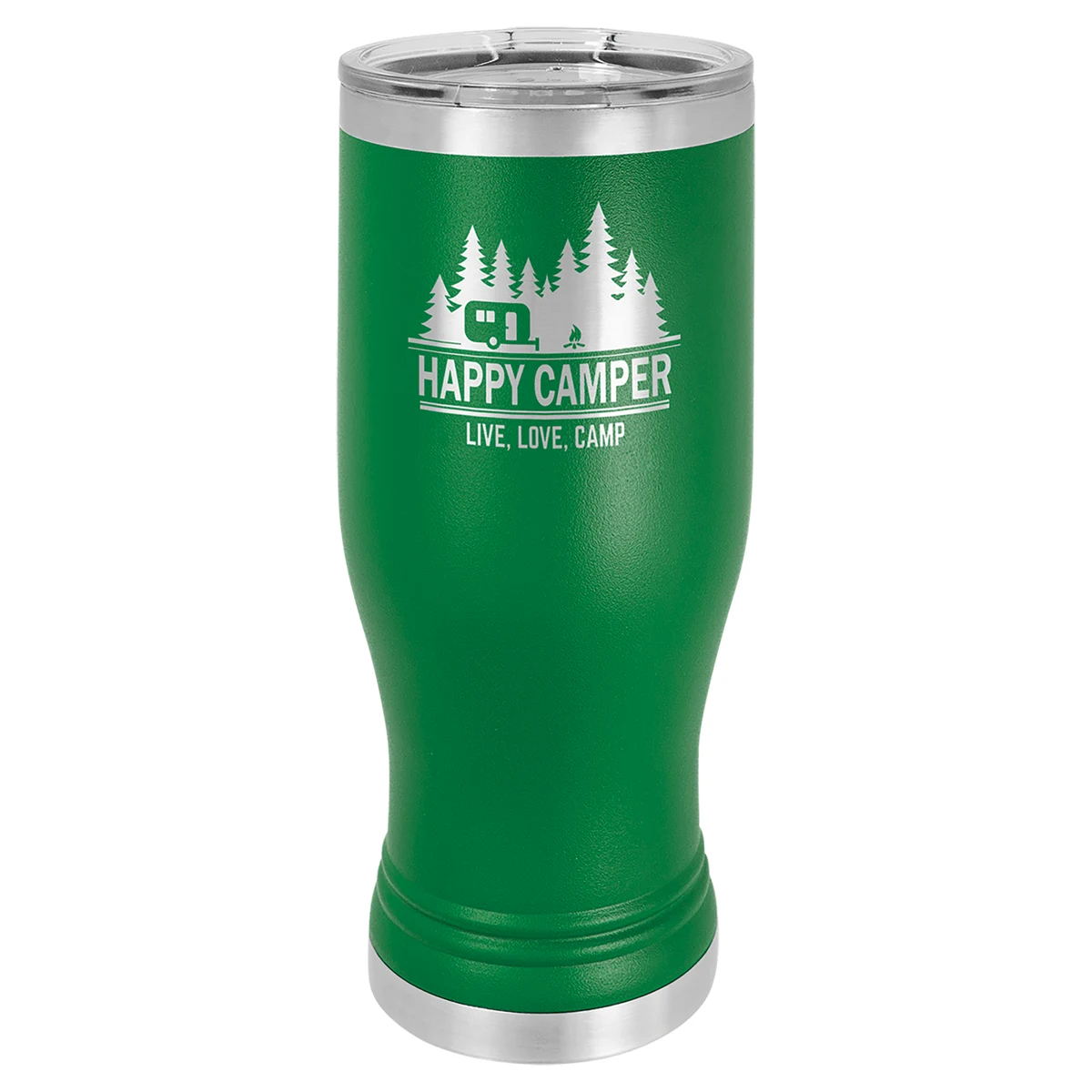 Polar Camel Green 20 oz. Pilsner with Clear Lid 1