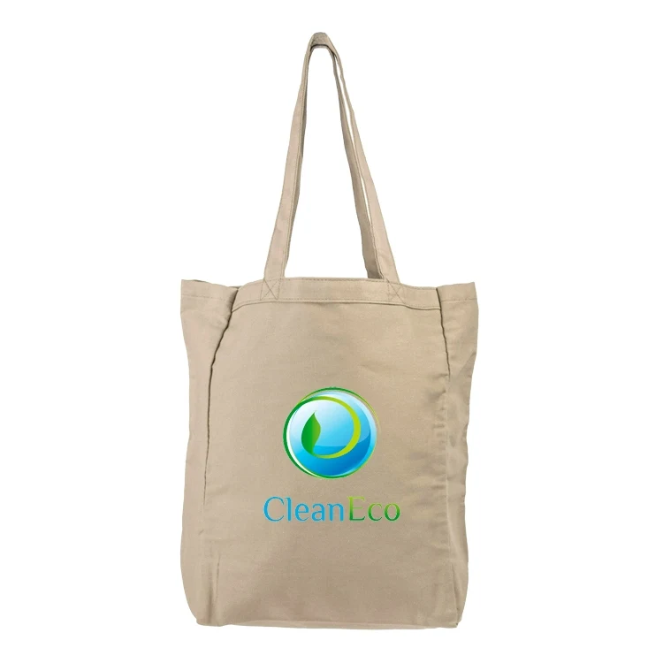 10 oz. Natural Large Gusset Cotton Canvas Tote Bag 1