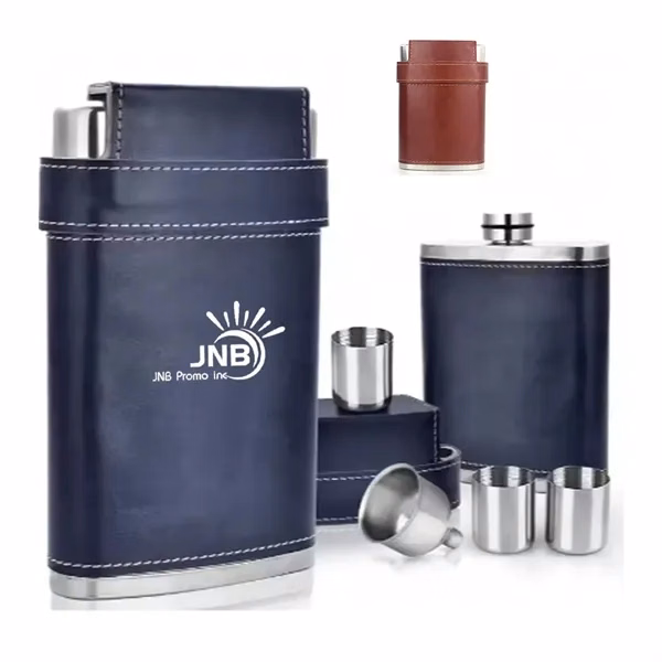8 Oz Hip Flask Set with Cups and Funnel