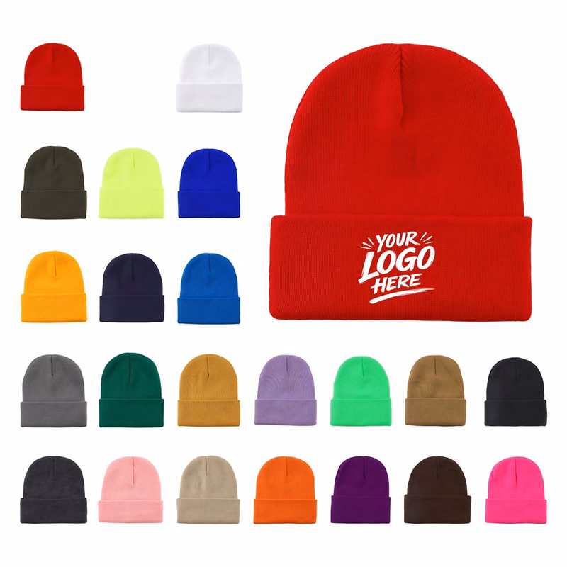 Classic Knit Beanie Cuffed Winter Warm Acrylic Hat