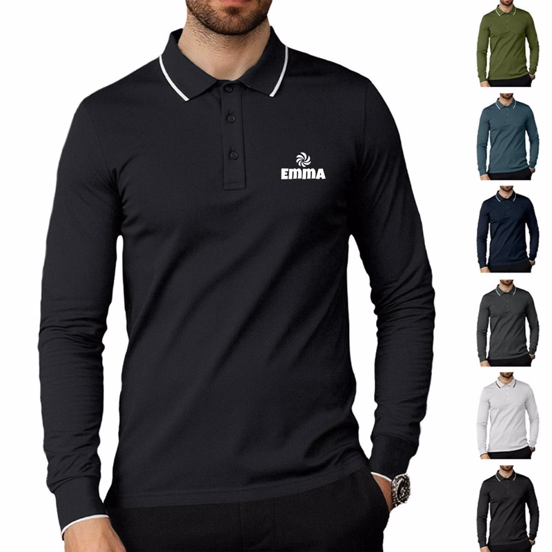 Mens Loose Fit Polo Long Sleeve Breathable Golf Shirt