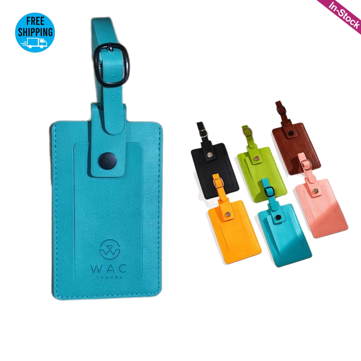 PU Leather Luggage Bag Tags with Snap 1