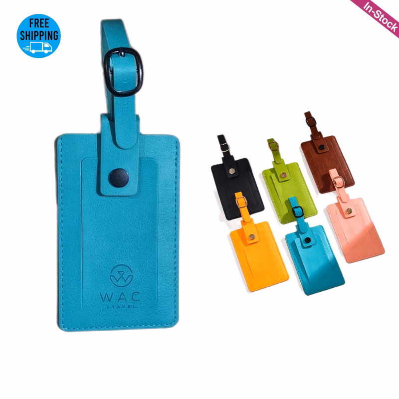 PU Leather Luggage Bag Tags with Snap
