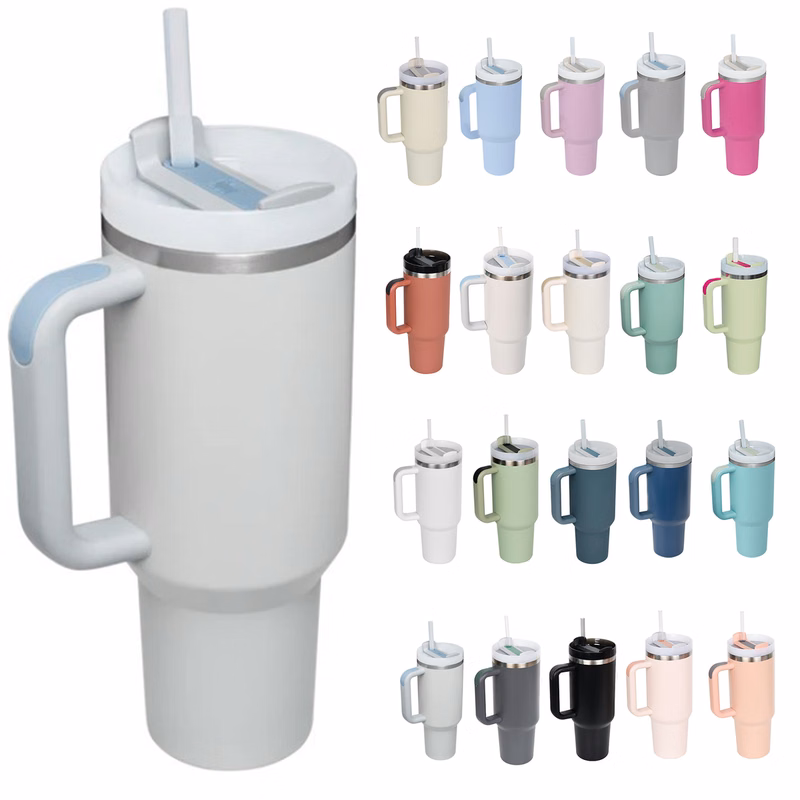 40 oz New Stainless Steel Tumbler with Straw and Handle