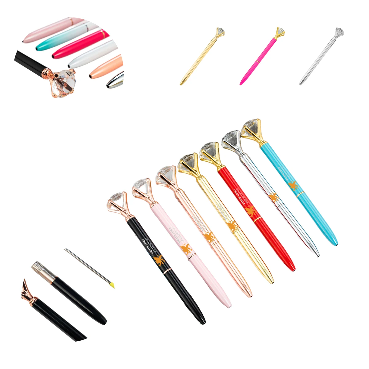MOQ 100 Crystal Diamond Ballpoint Pen Smooth Ink Flow 1