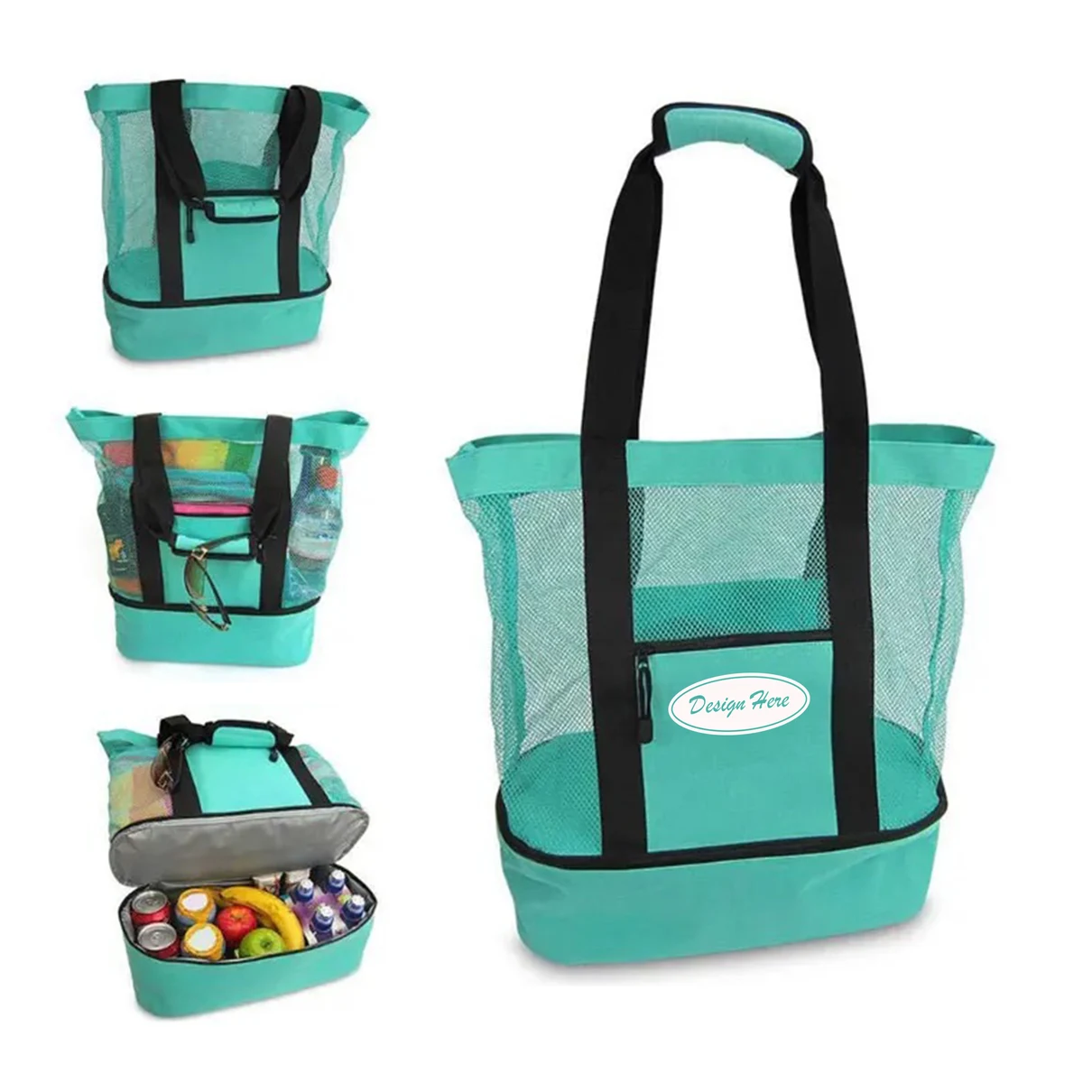 All-in-One Mesh Tote with Bottom Cooler Pocket 1