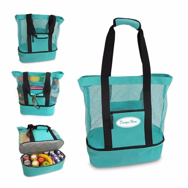 All-in-One Mesh Tote with Bottom Cooler Pocket