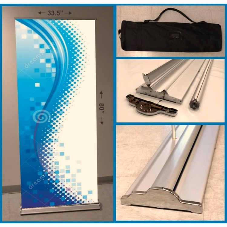 Heavy Duty 33.5 x 80 Inch Retractable Banner with Graphic