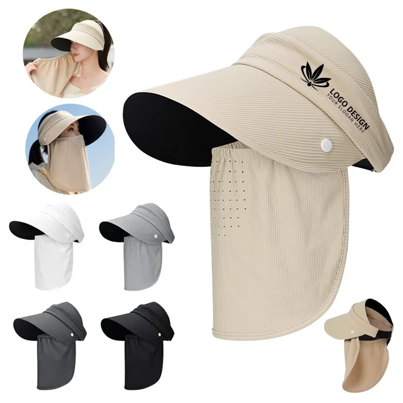 Wide Brim Sun Hat with Removable Face Cover Windproof Rope 1