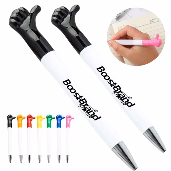 Custom Thumbs Up Click-Action Pen with Smooth Writing — Employee Recognition Gift