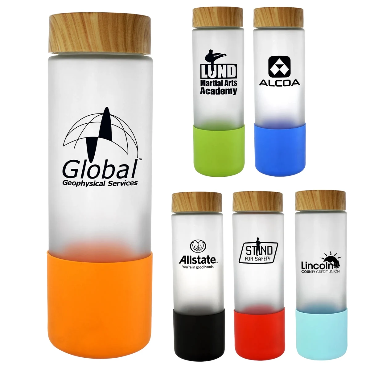 Bamboo Pattern 22 oz. Frosted Glass Grip Bottle 1