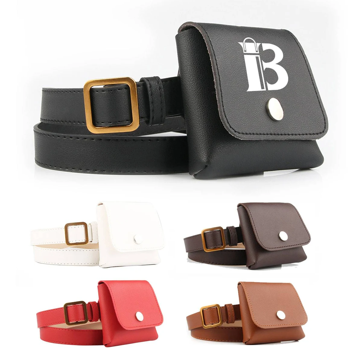 PU Leather Multi Pocket Belt Bag 1