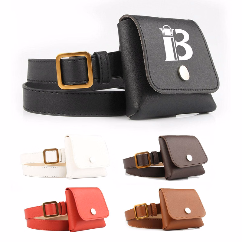 PU Leather Multi Pocket Belt Bag