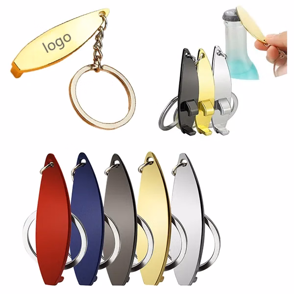 Metal Surf Board Bottle Opener Keychain
