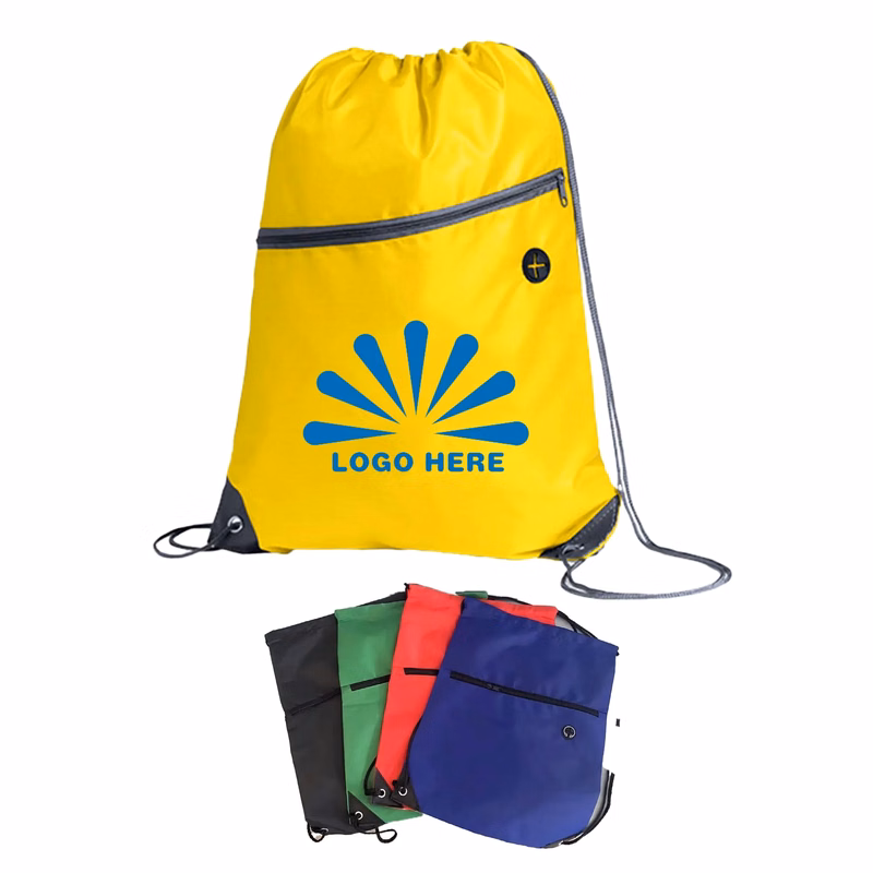 Drawstring Sports Pack with Front Zipper