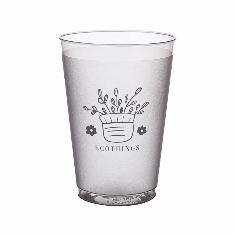 12 oz. Frosted Plastic Stadium Cup (1 Color Imprint)