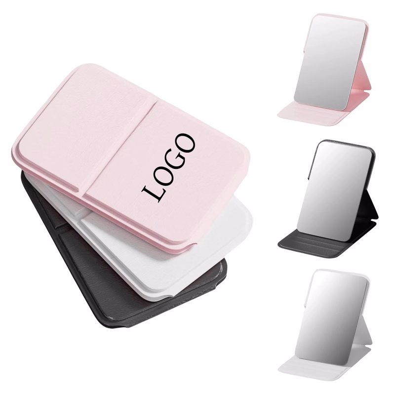 Gift Portable Folding Leather Mirror