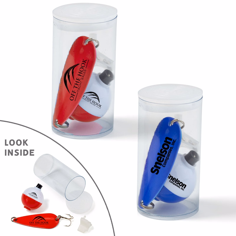 Classic Spoon Fishing Lure and Bobber in Clear Tube