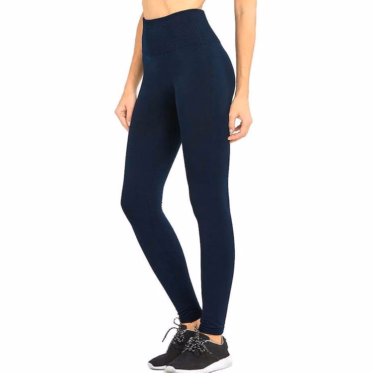 Women's High Waist Fleece Leggings - Navy Extra-Wide Band One Size