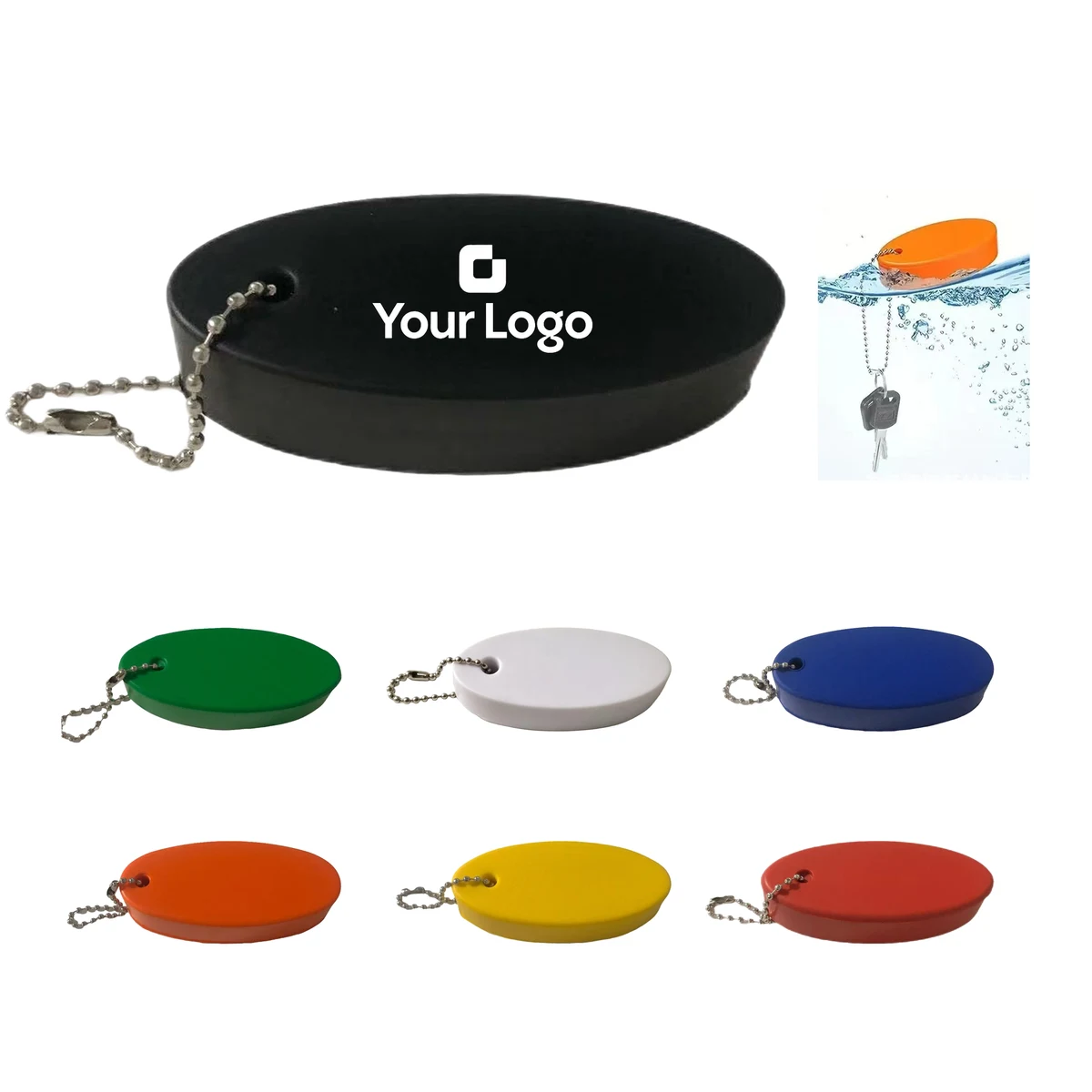 Custom Logo PU Foam Oval Floating Keychain 1