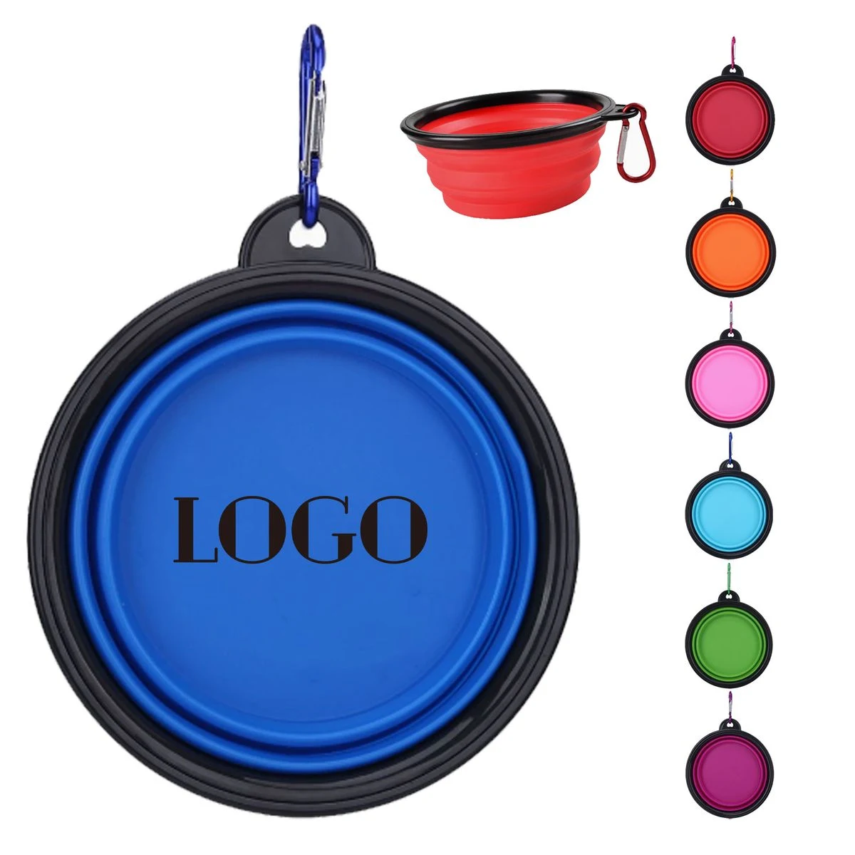 Outdoor Travel Foldable Pet Feeding Bowl With Carabiner 1