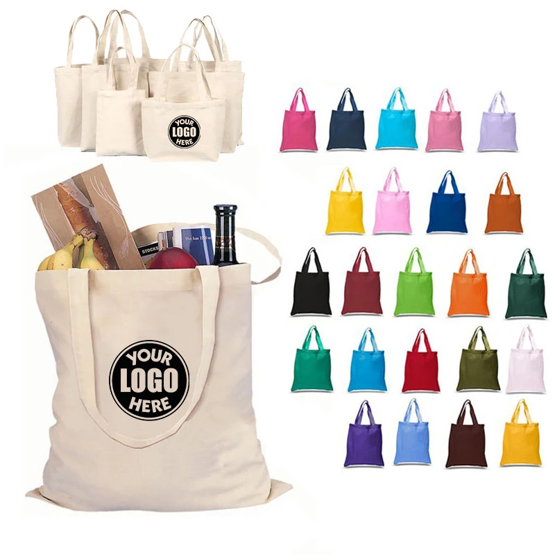 Custom Cotton Canvas Shopping Grocery Tote Bag, custom tote bag with logo imprint 1