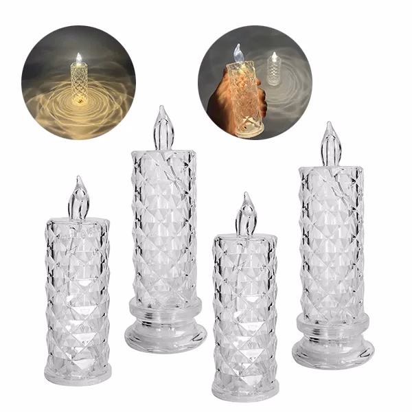 LED Rose Pattern Candle Light with Halo Projection