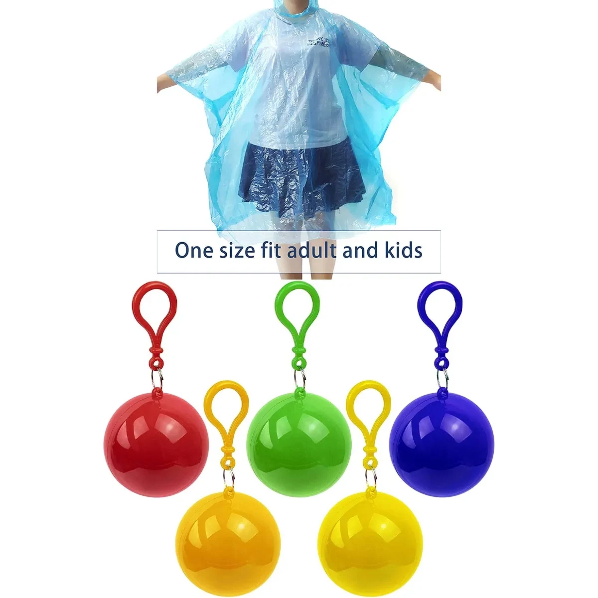 Colorful Rain Poncho with Hook Portable Ball 1