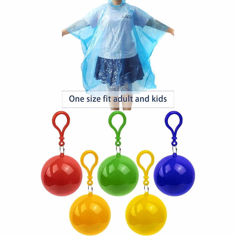 Colorful Rain Poncho with Hook Portable Ball