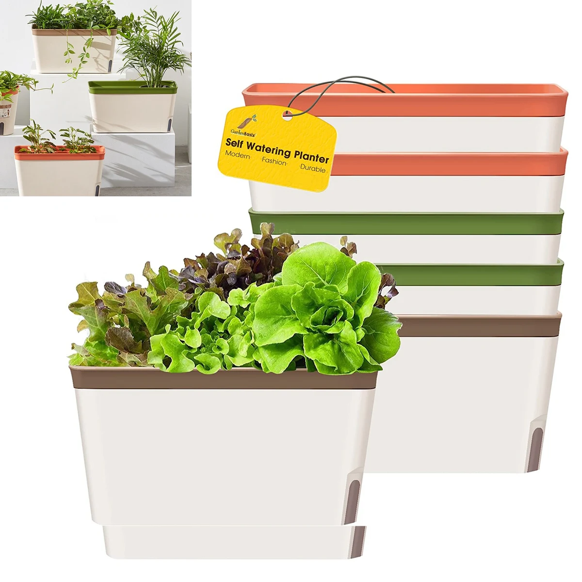 Rectangle Self Watering Planter Pots Window Box 1