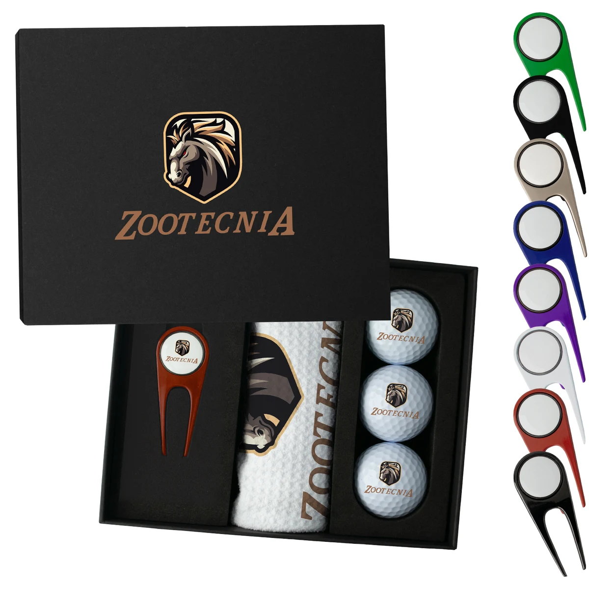 Luxury Golf Presentation Gift Box - Golf Ball, Divot Tool & Towel 1