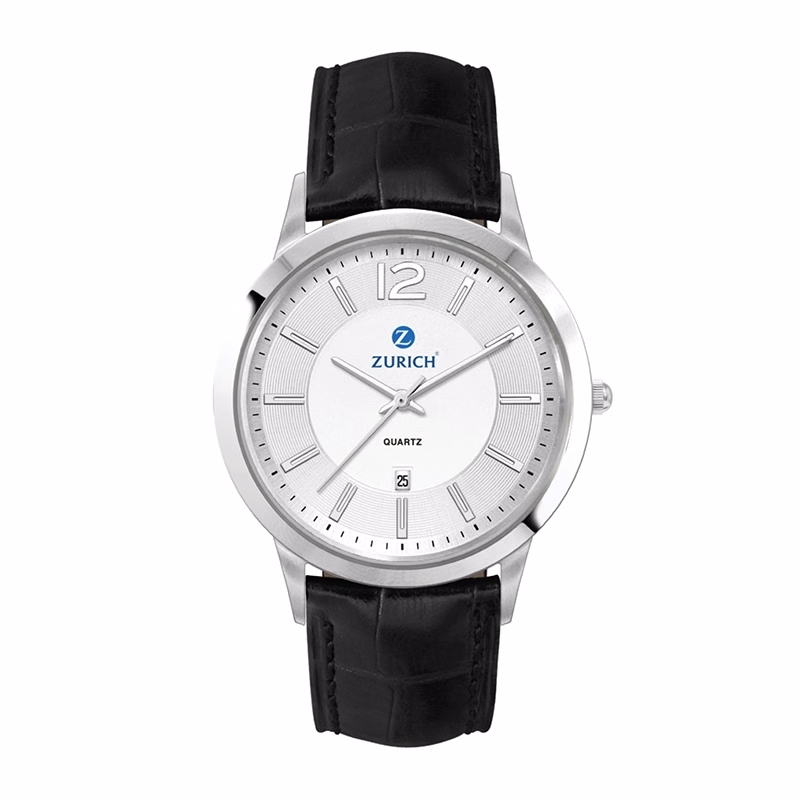 WC4214 43MM STEEL SILVER CASE, 3 HAND MVMT, SILVER DIAL, DTE DISPLAY, LEATHER STRAP, FLAT MINERAL CRYSTAL,