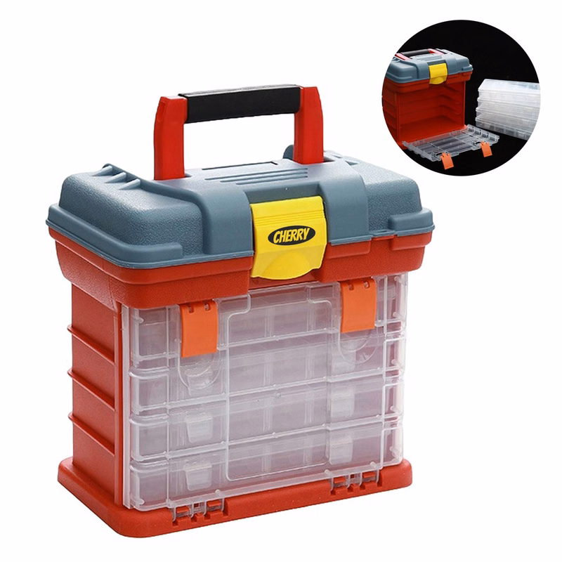Portable Plastic Parts Organizer Tool Box w/ Compartments