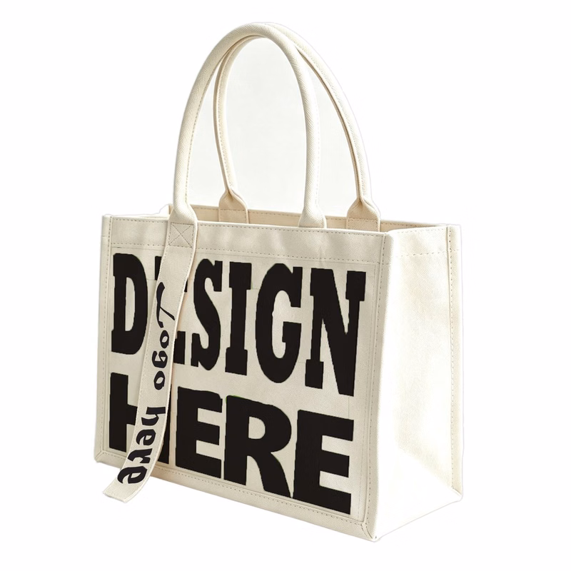 Laminated Poly Cotton Tote Bag With Ribbon