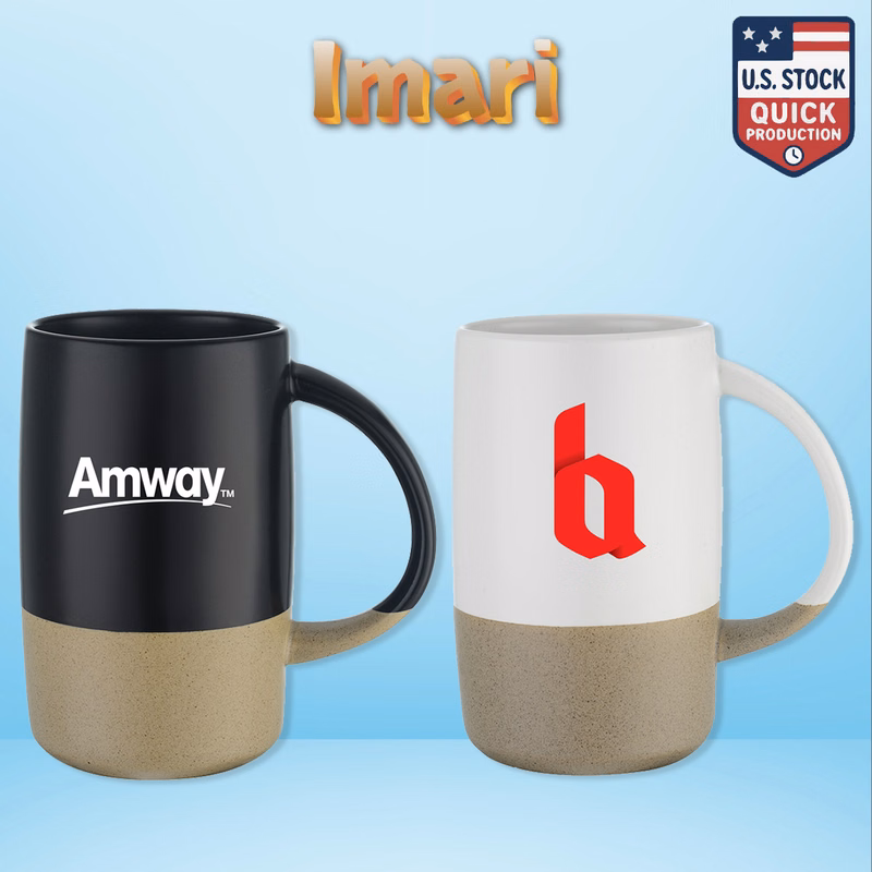 Imari 17oz Two-Tone Ceramic Mug with Smooth Finish and Sandstone Base
