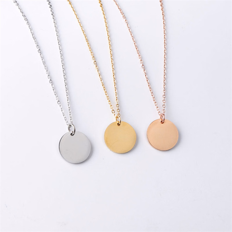 Stainless Steel Necklace with Round Pendant