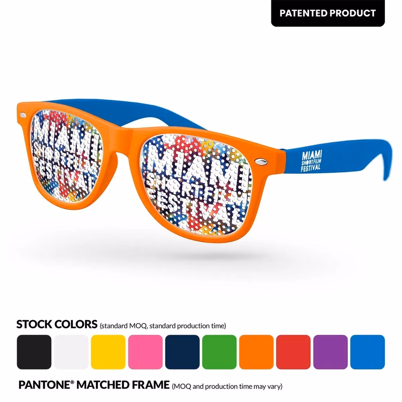 2-Tone Retro Pinhole Sunglasses W/ 1-Color Temple Imprint