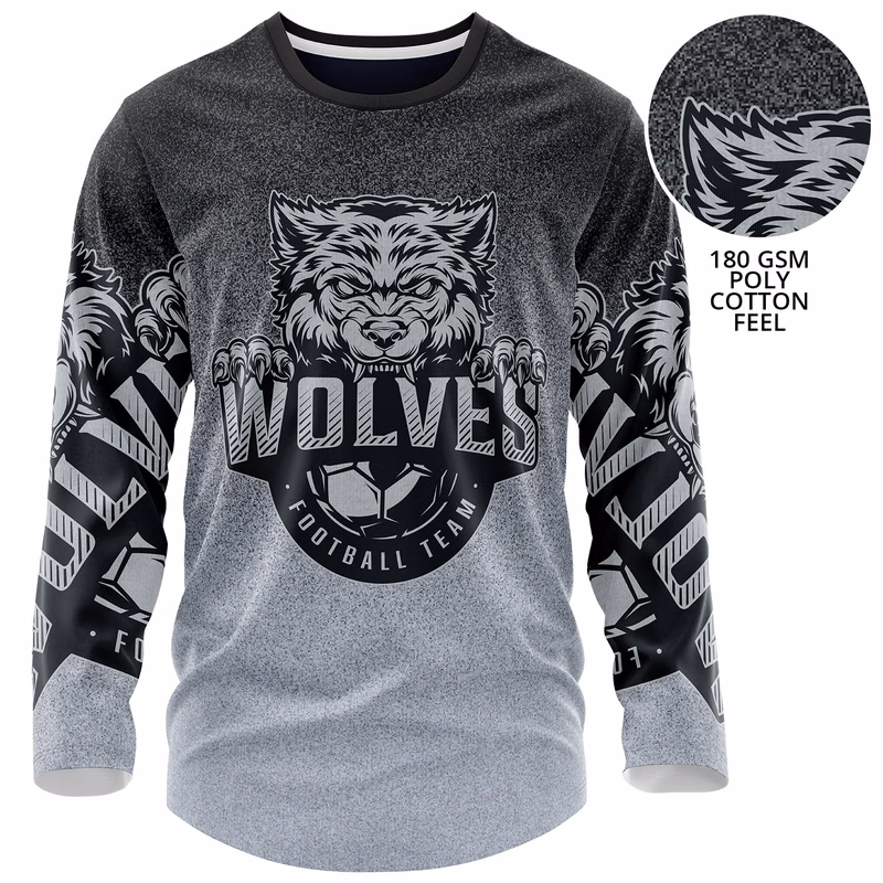 Unisex 180 GSM Cotton Feel Jersey Knitted Sublimation Long Sleeve T-shirt