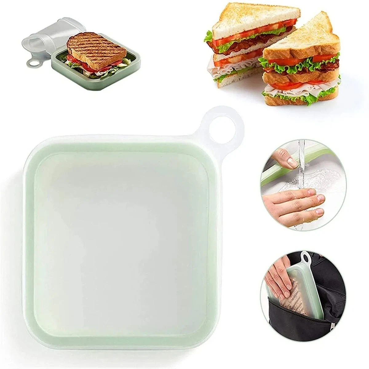 Health Portable Reusable Silicone Sandwich Case 1