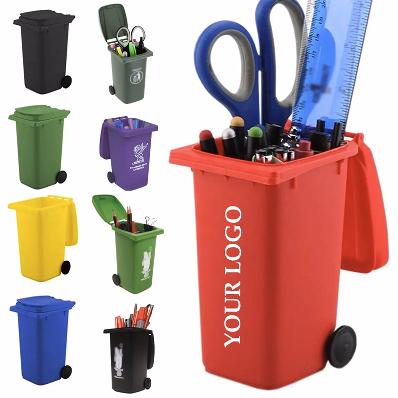 PP Cheap Mini Plastic Trash Can Bin Pen Holder with Lid