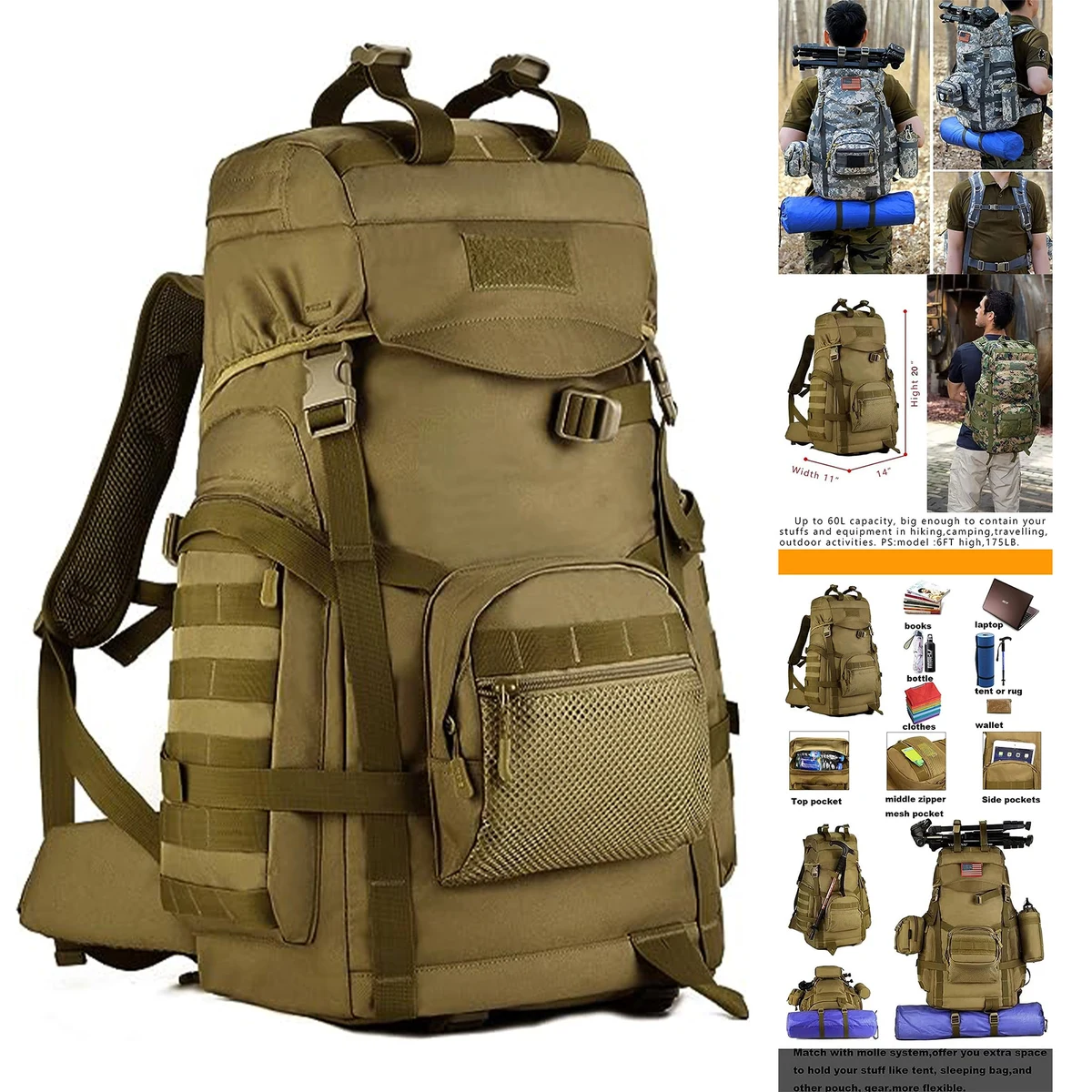 Plus Extra Large Camping Backpack 1