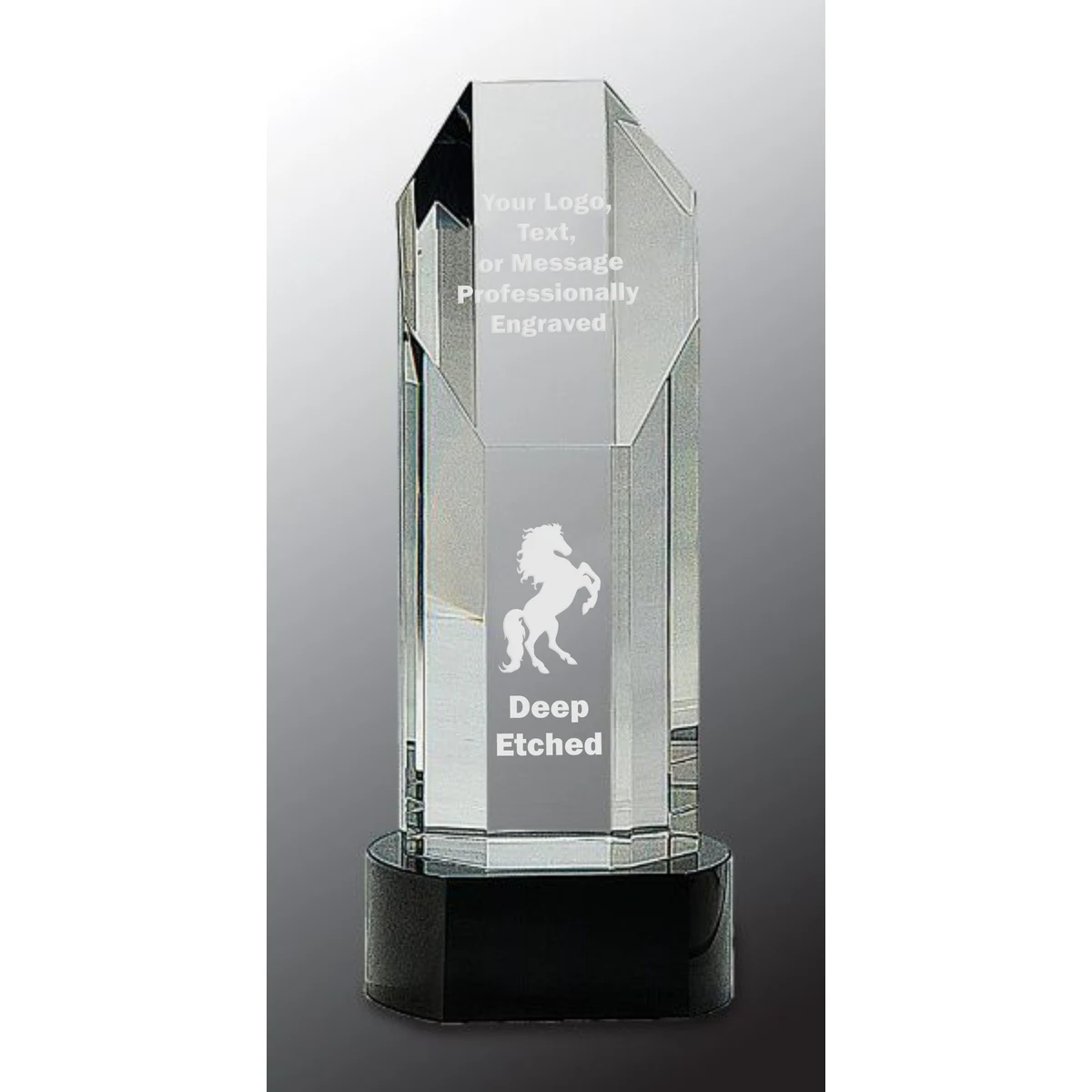 9 3/4" Octagon Slant-Top Crystal on Black Pedestal Base Crystal Award 1