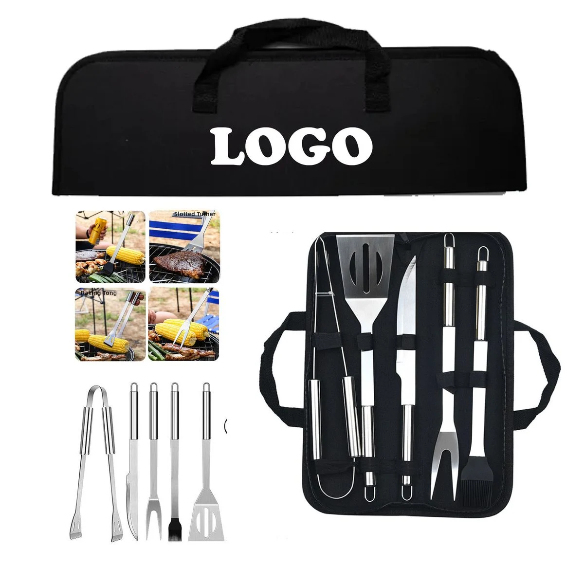 Stainless Steel 5-Piece BBQ Tool Set 1