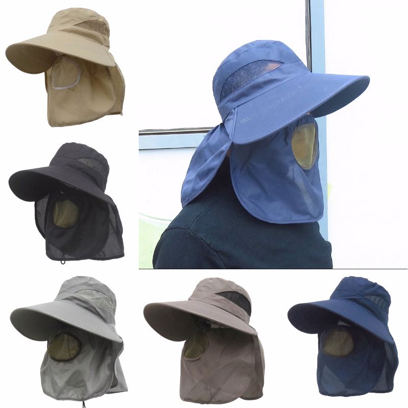 Unisex Outdoor Sun Hat with Face Cover and Neck Flap