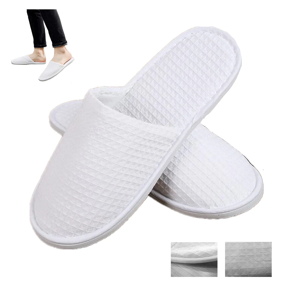 Disposable Closed Toe Waffle Slippers 1