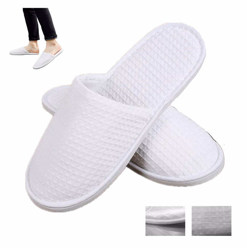 Disposable Closed Toe Waffle Slippers