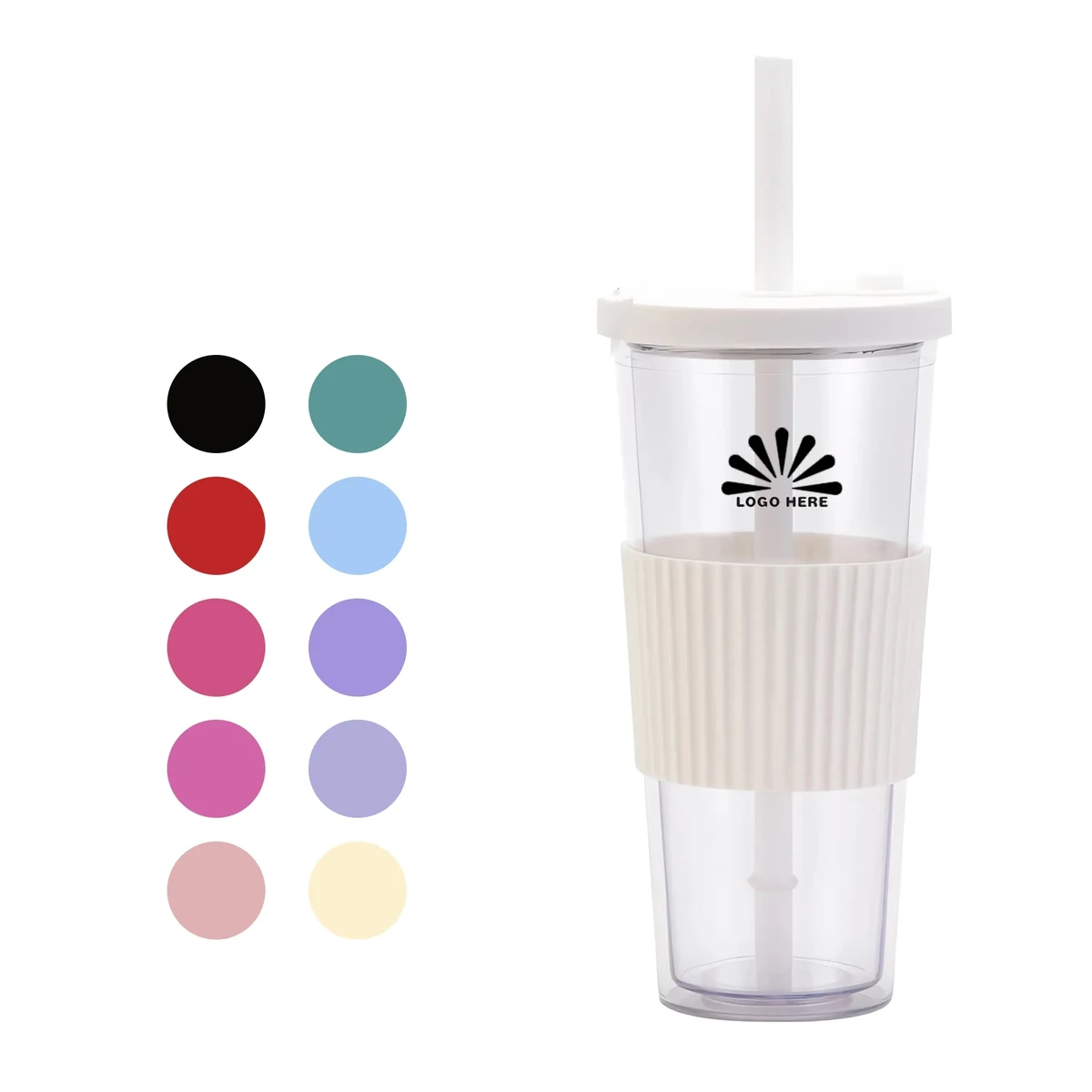 24Oz Double-Walled Cup with Lid and Straw 1