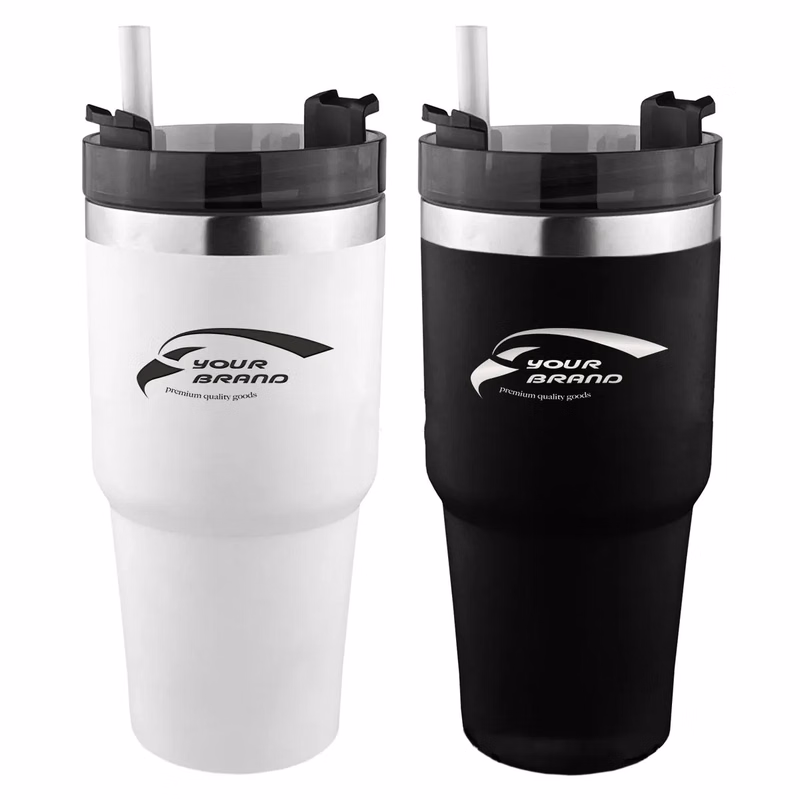 20oz Stainless Steel Double Wall Coffee Mug with Flip Straw