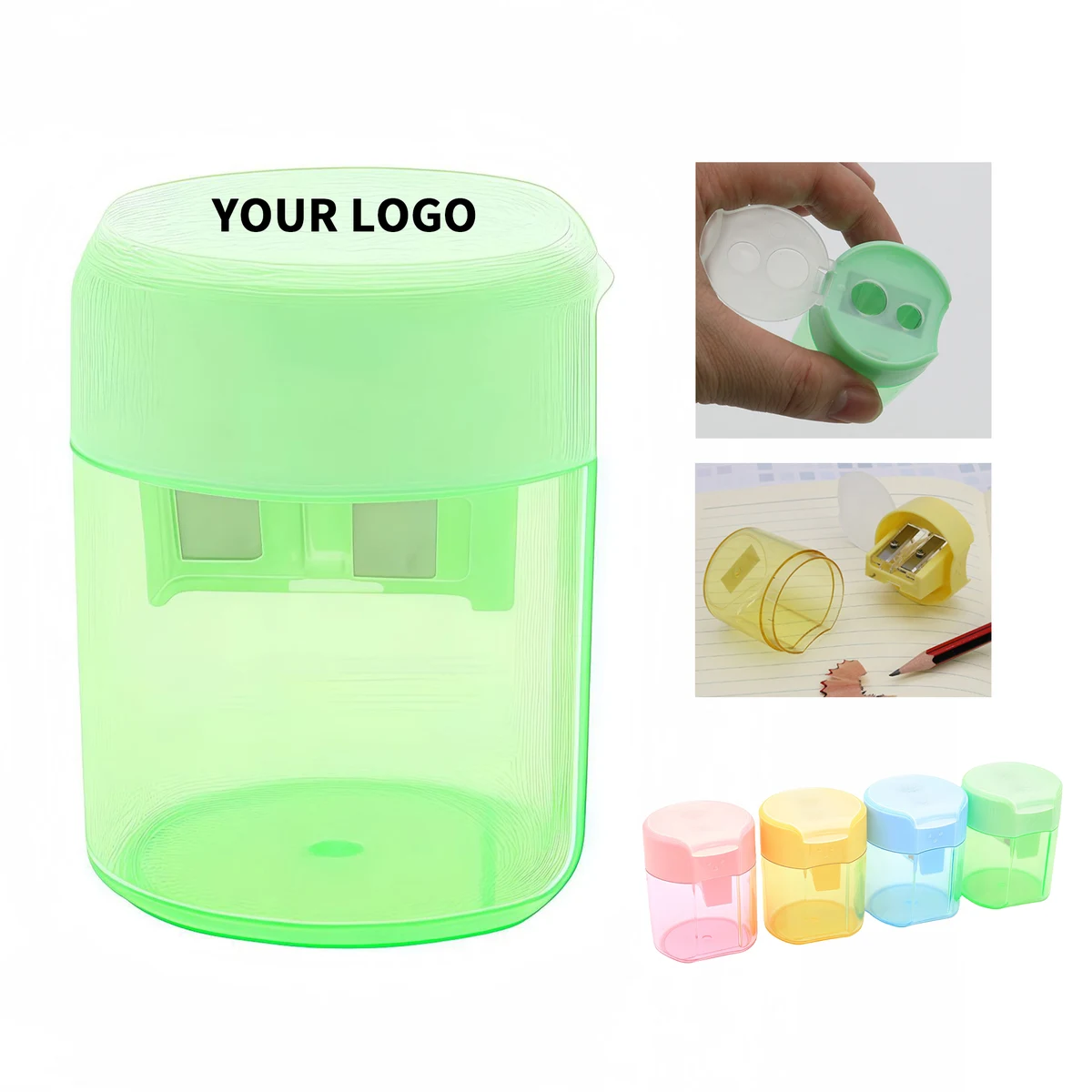 Double Hole Pencil Sharpener With Cover 2" Length X 2" Width X 1.6" Height 1